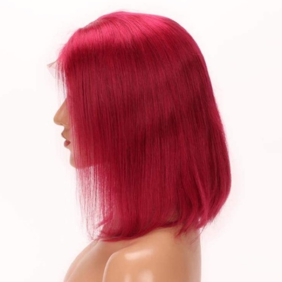 14” SHORT DP RED BOB HUMAN HAIR STRAIGHT LACEFRONT